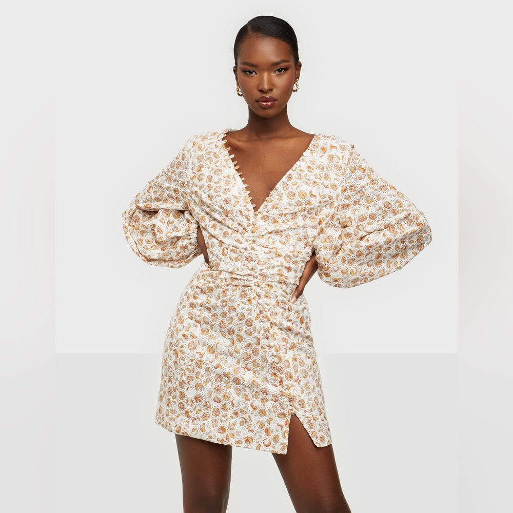 Bardot Cream and Brown Floral Mini Dress